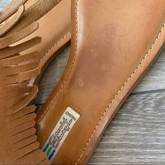 Arnold Churgin Handmade Fringe Studded Boho Ankle Strap Sandal - Picture 6 of 10